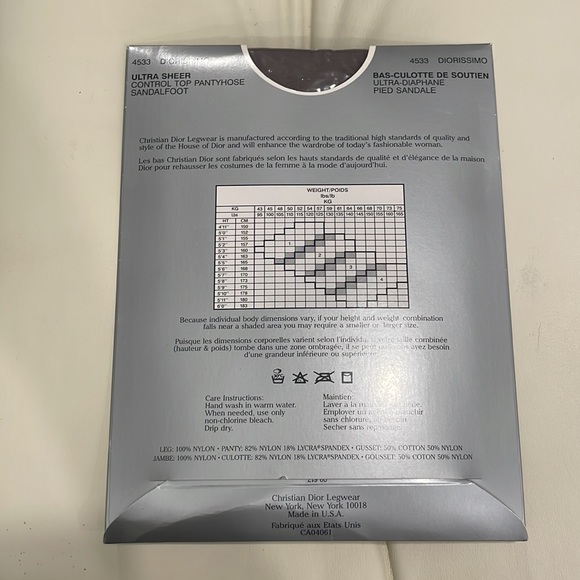 Vintage Christian Dior Pantyhose Deadstock in Graphite Gray size 3 (medium) - Picture 2 of 3